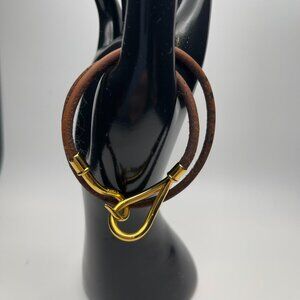 Hermes Leather Jumbo H Double Tour Wrap Bracelet - Preowned